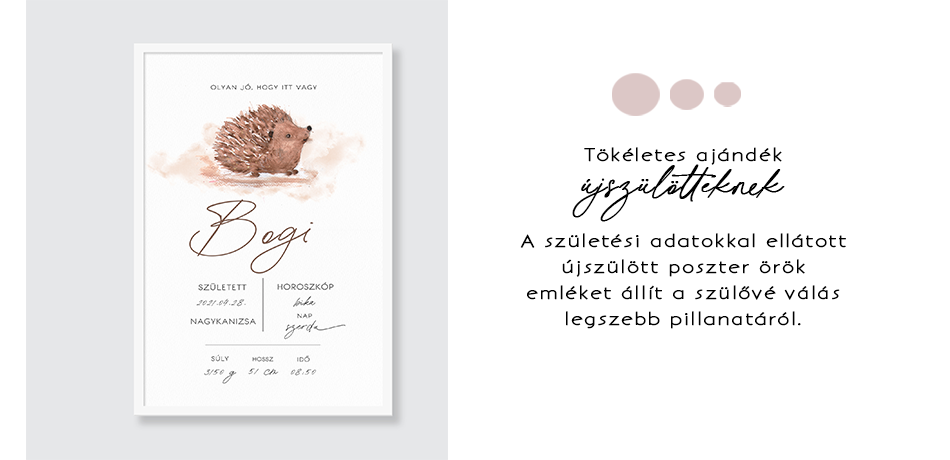 Újszülött ajándék poszter születési adatokkal